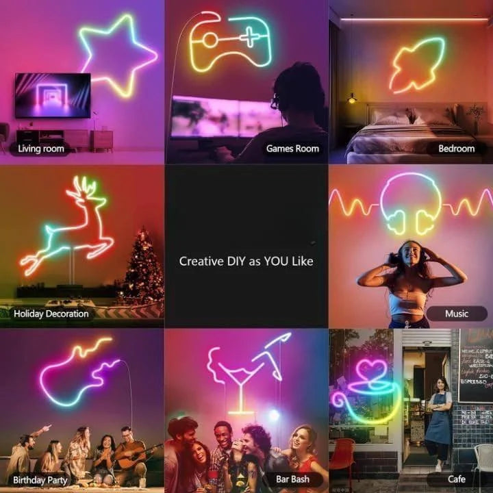 Neon Led Strip Light With App Remote 5 Meter, Multicolor