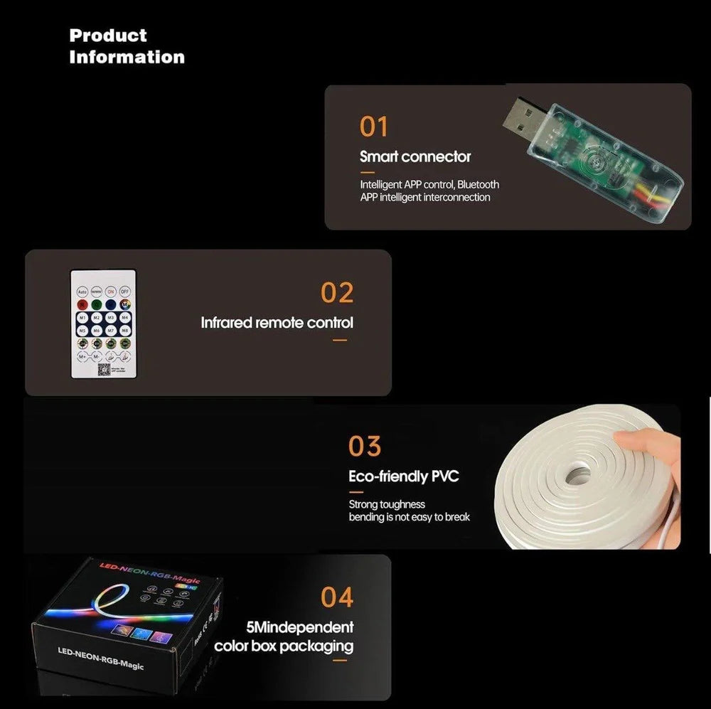 Neon Led Strip Light With App Remote 5 Meter, Multicolor